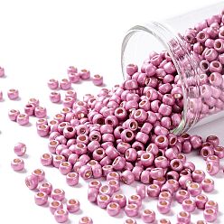(PF553F) PermaFinish Pink Rose Metallic Matte Тохо 8/0 круглые бусины, японский бисер, (pf 553 f) матовый металлик Permafinish Pink Rose Metallic, 8/0, 3 мм, отверстие : 1 мм, Около 222 шт / 10 г