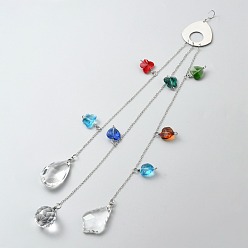 Colorful Crystal Glass Suncatcher Chakra Colors Ceiling Chandelier Ball Prism, Window Hanging Ornament, Colorful, 320mm