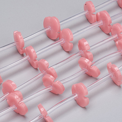 Pink Синтетические коралловые бусины ниток, окрашенные, резной цветок, розовые, 13x13x2.3 мм, отверстие : 0.8 мм, около 20 шт / нитка