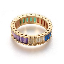 Real 18K Gold Plated Cubic Zirconia Rings, with Brass Findings, Real 18K Gold Plated, Size 7, 17mm