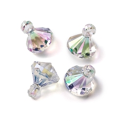 Clear AB UV Plating Acrylic Pendants, Diamond, Clear AB, 21x12mm, Hole: 3.2mm