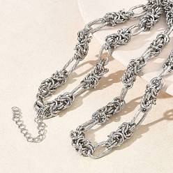 Нержавеющая Сталь Цвет 6мм 304 Текстурированные византийские цепочки из нержавеющей стали для женщин, без потускнения, цвет нержавеющей стали, 17.32 дюйм (44 см)