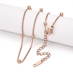 Розовое Золото Ионное покрытие (ip) 304 ожерелье-цепочка из нержавеющей стали для мужчин и женщин, розовое золото , 15.55~16.18 дюйм (39.5~41.1 см)