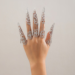 Платина 5шт. хэллоуин готический конус железный полый протектор для пальцев, декоративный чехол для пальца, платина, 11x2 см