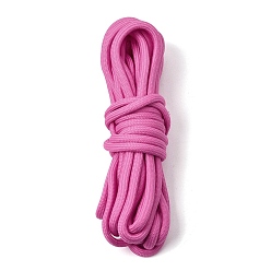 Hot Pink Nylon Braided Cord, Round, for Shoelace Making, DIY Clothes Sewing, Hot Pink, 5mm, about 5.47 Yards(5m)/pc