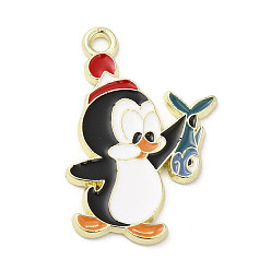 Разноцветный Подвески из эмалевого сплава с покрытием из легкого золота, очарование пингвина, красочный, 24.5x15x1.5 мм, отверстие : 1.8 мм