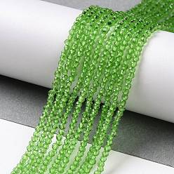Spring Green Transparent Glass Beads Strands, Faceted Round, Spring Green, 2x2mm, Hole: 0.6mm, about 184pcs/strand, 14.49''(36.8cm)