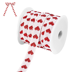 Красный 25 ярдов хлопковых лент с узором в виде сердечек, с пластиковой катушке, красные, 5/8 дюйм (16 мм)