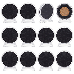 Черный 12 коробки акриловые коробки для хранения монет, с подушечкой внутри, плоско-круглые, чёрные, 45x15.5x50 мм