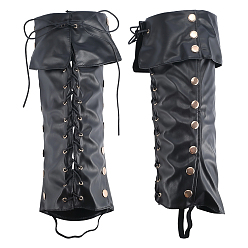 Черный Средневековые пиратские бахилы из искусственной кожи, чехол для защиты ног, со сплавочной фурнитурой, чёрные, 380x340~400x4 мм