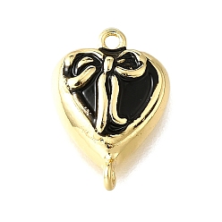 Настоящее золото 18K Латунные подвески, с эмалью, сердце прелести, долговечный, без кадмия и без свинца, стойки покрытие, реальный 18 k позолоченный, 16x11x3.5 мм, отверстие : 1.2 мм