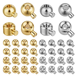 Platine & Or 60pcs 4 couleurs perles à écraser en laiton, plaqué longue durée, ronde, platine et d'or, 4~5x3~3.5x2~3.5mm, Trou: 0.9~1mm, 15 pcs / style