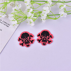 Skull Halloween Theme Transparent Acrylic Pendants, Skull, 35x35mm