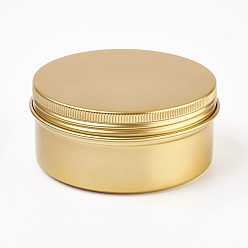 Golden Round Aluminium Tin Cans, Aluminium Jar, Storage Containers for Cosmetic, Candles, Candies, with Screw Top Lid, Golden, 8.3x3.8cm, Capacity: 150ml(5.07 fl. oz)