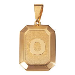 Letter O 1 прямоугольник из нержавеющей стали с подвесками в виде букв, золотые, Письмо O, 29x20 мм