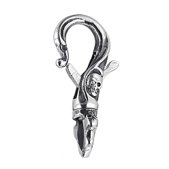 Античное Серебро 304 нержавеющая сталь застежка когтя омара, череп, античное серебро, 38x17 мм