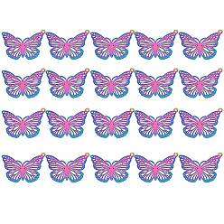 Rainbow Color 201 из нержавеющей стали филигранные подвески, гравированные металлические украшения, бабочка, Радуга цветов, 18x26x0.3 мм, отверстие : 1.2 мм, 20 шт / коробка