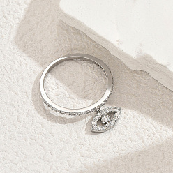 Серебро Кольца для женщин с микропаве из латуни и кубическими цирконами, кольцо-талисман от сглаза, серебряные, размер США 6 (16.5 мм)