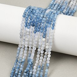 Аквамарин Природные Аквамарин бисер нитей, граненые, круглые, 3~3.5 мм, отверстие : 0.7 мм, около 135 шт / нитка, 38~39 см
