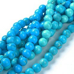 Howlite Natürliche Howlith Perlen Stränge, gefärbt und erhitzt, Runde, 6 mm, Bohrung: 0.8 mm, ca. 70 Stk. / Strang, 15.75 Zoll (40 cm)