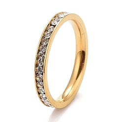 Золотой 304 из нержавеющей стали горный хрусталь кольца, детские кольца на пальцы, золотые, размер США 3 (14 мм)