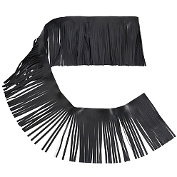 Черный 2м отделка бахромой из искусственной кожи и замши, Кожаная бахрома с кисточками для шитья своими руками, украшения платья и юбки, чёрные, 150x0.5 мм
