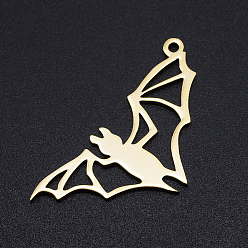 Золотой 201 подвески из нержавеющей стали, летучая мышь, полый, золотые, 32x16x1 мм, отверстие : 1.5 мм