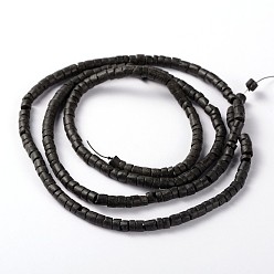 Black Natural Coconut Column Bead Strands, Black, 5.5x2~4.5mm, Hole: 1mm, about 179pcs/strand, 23.2 inch