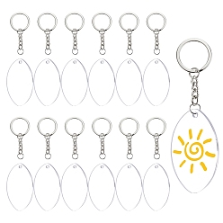 Platinum & Stainless Steel Color DIY Keychain Making, with Iron Keychain Ring, Transparent Blank Acrylic Pendants, 304 Stainless Steel Open Jump Rings, Platinum & Stainless Steel Color, 118x72x35mm