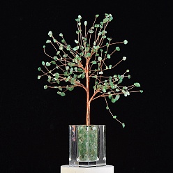 Зеленый Авантюрин Натуральные зеленые чипсы из авантюрина, елочные украшения, кубовидная основа, медная проволока, энергетический камень фэн-шуй, подарок для женщин и мужчин, медитация, 300 мм