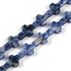 (306FM) Жонкиль матовый с лаймовой подкладкой Натуральное синее пятно нитки из бисера яшмы, крестик, 13.5x9.5x4.5 мм, отверстие : 0.7 мм, около 28 шт / нитка, 15.55'' (39.5 см)