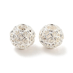 Серебро Стойки обшивки латунные бусины, без свинца и без кадмия, долговечный, полый, круглые, серебряные, 8x7.5 мм, отверстие : 2.2 мм