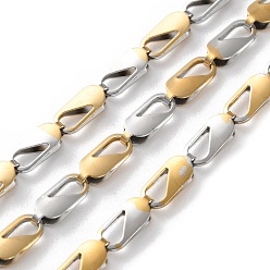 Золотой & Цвет Нержавеющей Стали 304 цепи овальные из нержавеющей стали, ионное покрытие (ip), несварные, с катушкой, золотые и нержавеющая сталь цвет, 10x4x2.5 мм