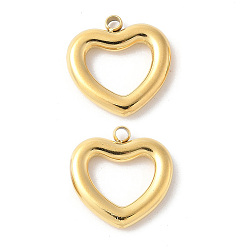Настоящее золото 14K 304 из нержавеющей стали сердце прелести, реальный 14 k позолоченный, 11.5x11.5x2 мм, отверстие : 1.2 мм