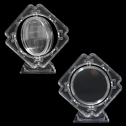 Прозрачный 2Прозрачный пластиковый вращающийся бокс для хранения памятных монет, ромб, прозрачные, 72x16x78 мм