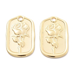 Настоящее золото 18K Латунные подвески, без кадмия, без никеля и без свинца, бренд с цветком, реальный 18 k позолоченный, 31.5x20x2 мм, отверстие : 2.5 мм