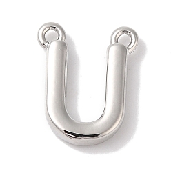 Letter U Стойки обшивки латунные подвески, долговечный, без свинца и без кадмия, письмо амулеты, платина, Буква U, 11x9x2 мм, отверстие : 1 мм