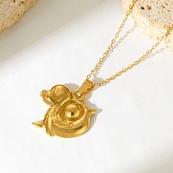 Sea Dog 304 Подвески из нержавеющей стали с изображением морских животных для женщин, реальный 18 k позолоченный, морской волк, 15.75 дюйм (40 см)