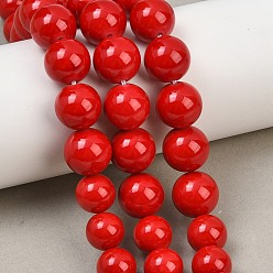 Red Natural Mashan Jade Graduated Beads Strands, Dyed, Smooth Round, Red, 6~12mm, Hole: 1~1.4mm, about 53pcs/strand, 17.32''(44cm)