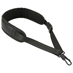 Black Velvet & PU Leather & Alloy Adjustable Saxophone Neck Strap, with Iron Findings, Black, 450mm
