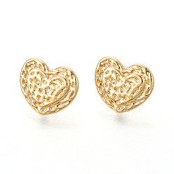Настоящее золото 18K Изделия из латуни, сердце, без никеля , долговечный, реальный 18 k позолоченный, 13.5x16 мм, отверстие : 1 мм, штифты : 0.7 мм