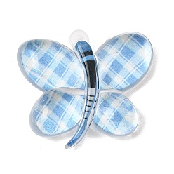 Bleu Grands pendentifs acryliques imprimés, charmes de papillon, bleu, 45x51x12mm, Trou: 2.7mm
