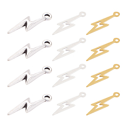 Mixed Color Brass Pendants and Tibetan Style Alloy Pendants, Lightning, Antique Silver & Golden & Silver, 68x52x11mm, 45pcs/box