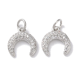 Платина Стойка металлическая латунная микропрофилированная кубическая циркония подвески, долговечный, без свинца и без кадмия, луна, платина, 12x11x2 мм, отверстие : 3.4 мм