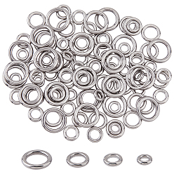 Нержавеющая Сталь Цвет 100 шт. 4 стили 304 соединительные кольца из нержавеющей стали, круглые кольца, не тускнеет, цвет нержавеющей стали, 4~8x1 мм, внутренний диаметр: 1.9~5.6 мм, 25 шт / стиль