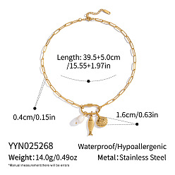 Fish 304 ожерелья с геометрическими подвесками из нержавеющей стали для женщин, реальный 18 k позолоченный, рыба, 15.55 дюйм (39.5 см)