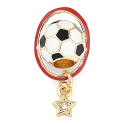 Настоящее золото 18K Латунь с микропокрытием, Эмаль стиле, долговечный, без кадмия и без свинца, футбол со звездой, реальный 18 k позолоченный, 22x12x10 мм