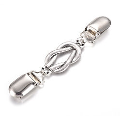 Античный Серебристый & Платиновый Ретро сплав кардиган клипы, зажимы воротника свитера, платья шали клипы, для женщин девушек, узел, старинное серебро и платина, 121 мм