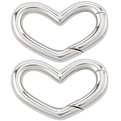 Платина 2 шт. 925 Кольца с пружинным затвором из стерлингового серебра, сердце, платина, 10.5x16x2 мм, внутренний диаметр: 8.5x11.5 мм, 2 шт / комплект