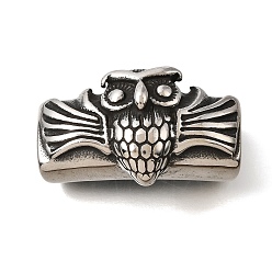 Сова 304 из нержавеющей стали слайд прелести, для изготовления кожаных браслетов, прямоугольные, античное серебро, сова, 39x23x15 мм, отверстие : 12x6.5 мм